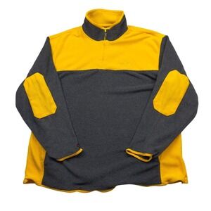 FUBU Mens Colorblock Fleece 1/4 Zip Pullover Sweatshirt Yellow Charcoal XXL